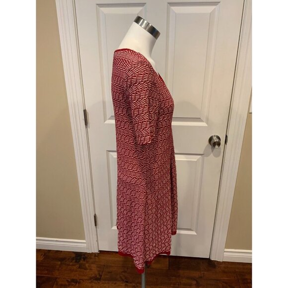 Maeve Anthropologie Red & White Wavy Textured Fit & Flare Dress, Size Small - Picture 3 of 7